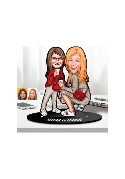 Bk Gift Kişiye Özel Anne-kız Karikatürlü Ahşap Biblo-4, Anneye Hediye, Anneler Günü Hediyeleri Kobitmeyencom30614 Bk Gift
