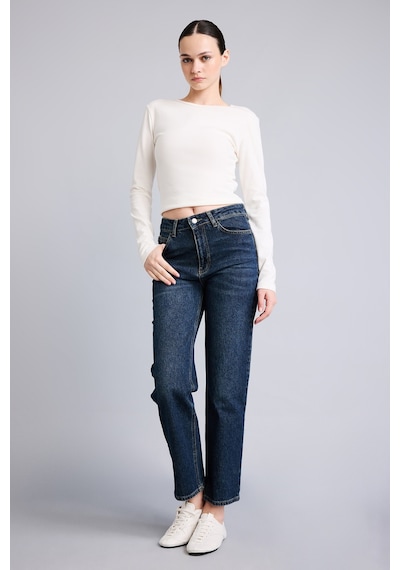Defacto Comfort Straight Normal Bel 5 Cepli Yıkamalı Jean Pantolon H1654ax26aunm35 Mavi-nm35