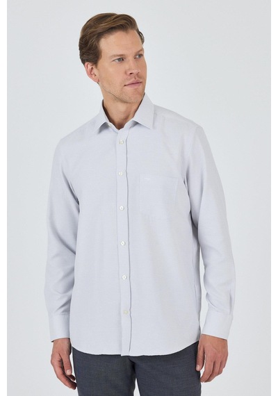İmza Uzun Kol Desenli Armürlü Sert Yaka Cepli Pamuklu Classic Comfort Fit Gömlek 1004250174 Gri İmza Uzun Kol Desenli Armürlü Sert Yaka Cepli Pamuklu Classic Comfort Fit Gömlek 1004250174 Gri