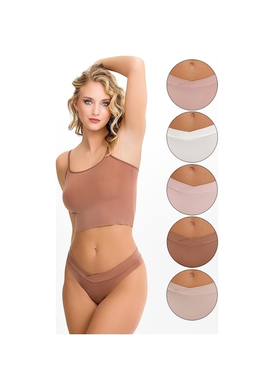 Sensu Kadın Brazillian Çapraz Bel Lazer Kesim 5 Li Slip Kts4040 Kahve