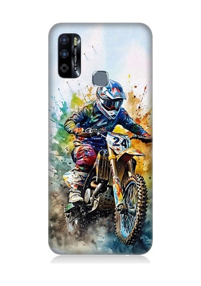 Infinix Hot 9 Uyumlu Motorsikletçi Desenli Silikon Kılıf