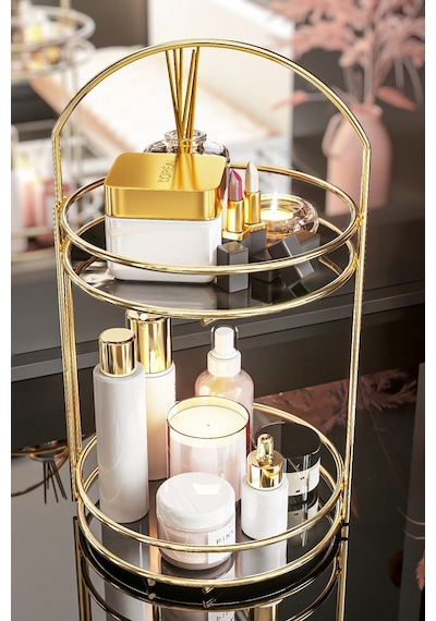 Banyo Düzenleyici 2 Katlı 40 Cm Gold Lüks Düzenleyici Organizer Banyo Rafı Şampuanlık Dekoratif Gold Banyo Düzenleyici 2 Katlı 40 Cm Gold Lüks Düzenleyici Organizer Banyo Rafı Şampuanlık Dekoratif Gold