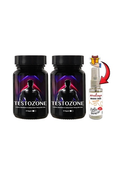 Testozone 2 Kutu Erkeklere Özel L-argininli Lepidyumlu 21lı Formül + Afrodizayn Masaj Yağı 30 Ml