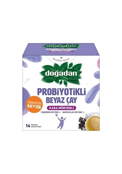 Doğadan Beyaz Çay Probiyotikli Kara Mürverli 21gr 14 Süzen Poşet
