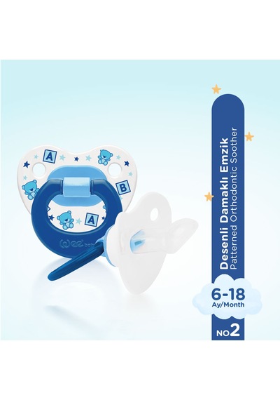 Wee Baby Desenli Damaklı Emzik No:2 Emzik Mavi 6-18 Ay