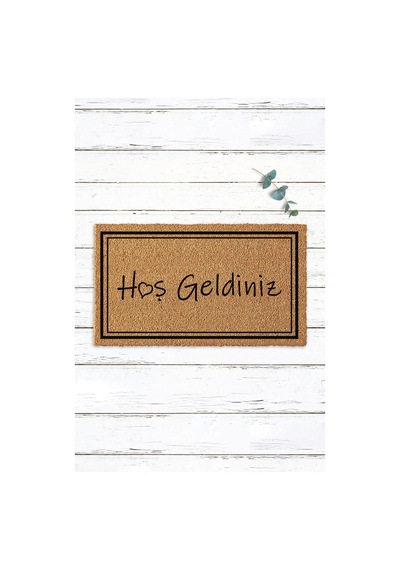 Desenli Hoş Geldiniz Çerçeveli Tasarım Koko Kapı Önü Paspası Standart