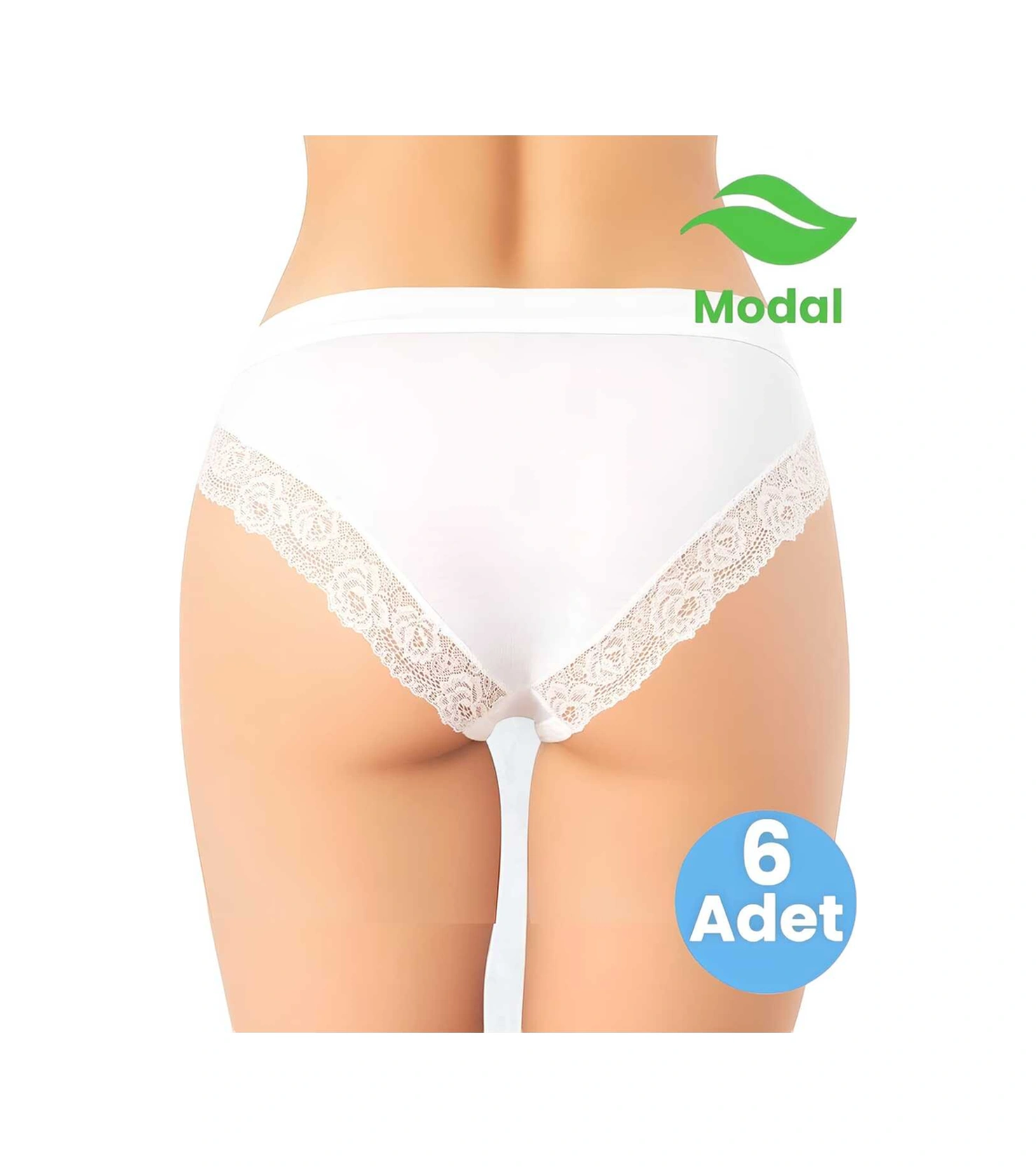 Tezzgelsin Kadın 6'lı Modal Kumaş Dantel Detaylı Bikini Külot Beyaz