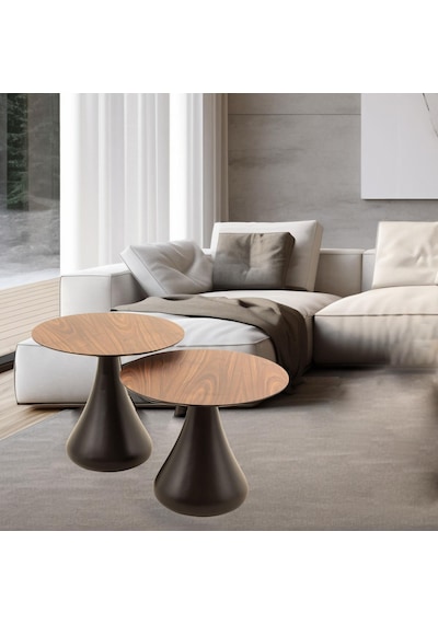 Mushroom Set Sehpa Mantar Sehpa Ceviz Rehome