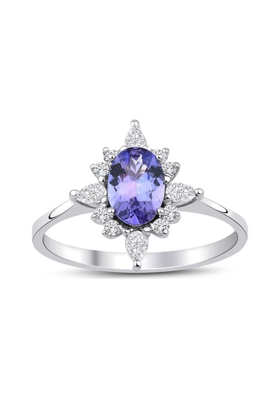 Tanzanite Pırlanta Tektaş Yüzük Beyaz