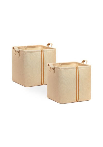 2'li Çocuk Odası Jüt Keten Kumaş Sepet Set 30 X 30 X 30 Cm Çok Renkli