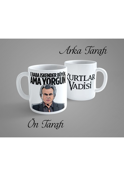 Kurtlar Vadisi Büyük İskender Porselen Kupa Bardak Beyaz