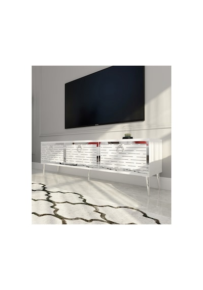 Rami 150 Cm Tv Ünitesi Tv Sehpası Beyaz - Gümüş Beyaz