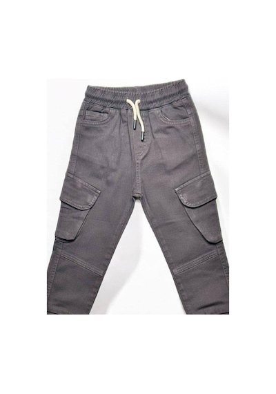 Çikoby Erkek Çocuk Kargo Cep Detaylı Beli Paçası Lastikli Pantolon-14858 Füme