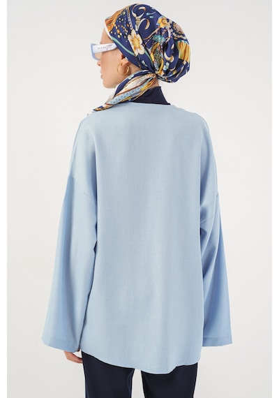 Bigdart Keten Tesettür Kimono 5968 - Mavi