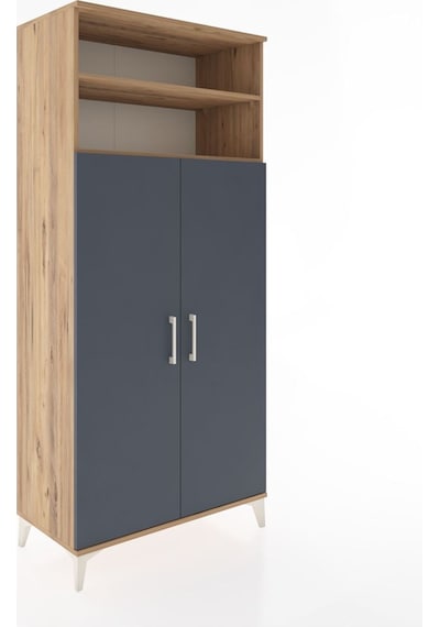 Hyperion Dolap 5 Raflı 2 Kapaklı 88x44x195 Çam-antrasit Atlas Çam