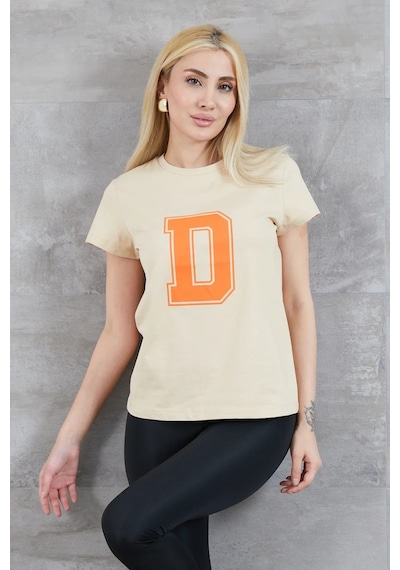 Bigümex D Baskılı T-shirt Bej