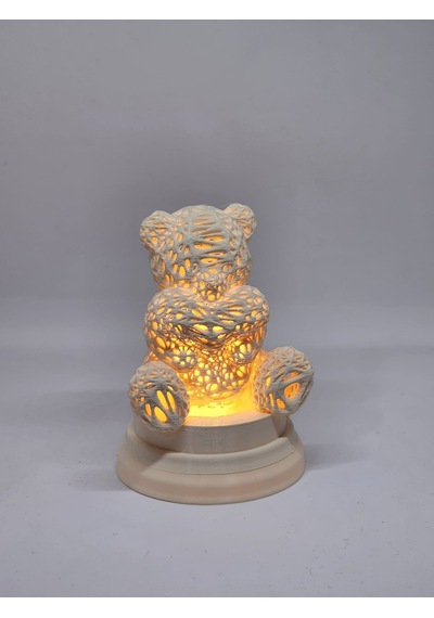 Ledli Ayıcık Gece Lambası - Dekoratif 3d Maket Hediyelik Fildişi