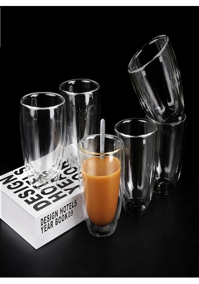 Bardak 6'lı Çift Cidarlı Bardak 300 Ml Ev Ofis Çay Fincanı Kahve Sunum