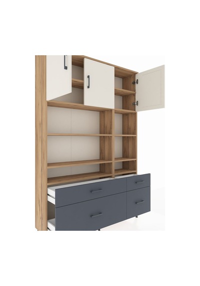 Arges Dolap 10 Raflı 4 Çekmeceli 3 Kapaklı 132x30x195 Çam-aytaşı/antrasit Aytası/antrasıt Arges Dolap 10 Raflı 4 Çekmeceli 3 Kapaklı 132x30x195 Çam-aytaşı/antrasit Aytası/antrasıt