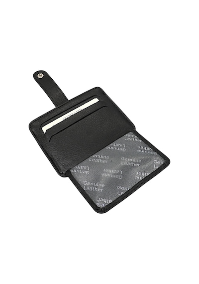 Westpolo Hakiki Deri Bol Kart Bölmeli Patlı Unisex Kartlık - Siyah Siyah
