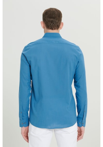 AC&Co / Altınyıldız Classics Tailored Slim Fit Dar Kesim Düğmeli Yaka %100 Pamuk Erkek Gömlek Petrol