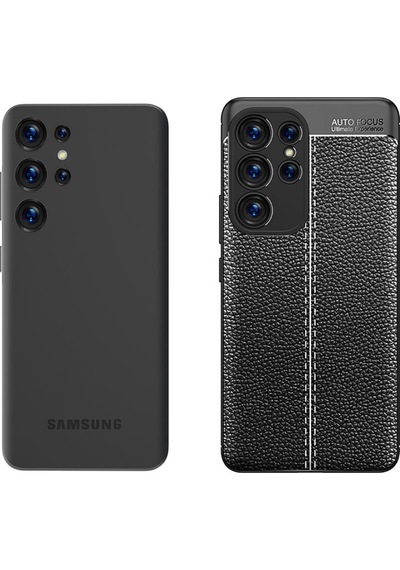 Samsung Galaxy Uyumlu S23 Ultra Kılıf Deri Tarzı Niss Silikon Case Kapak