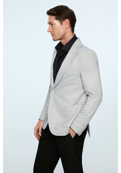 Morven Erkek Gri Polyester Trend Ekoseli Slim Fit Mono Yaka Ceket 26ms002019100 Gri