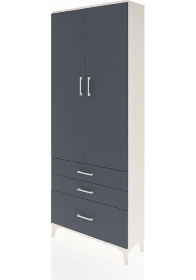 Arges Dolap 3 Raflı 3 Çekmeceli 2 Kapaklı 88x30x221 Aytaşı-antrasit Aytası