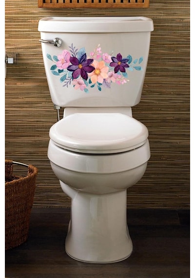 Pembe Mor Çiçekler Klozet Kapağı Ve Banyo Sticker Diğer