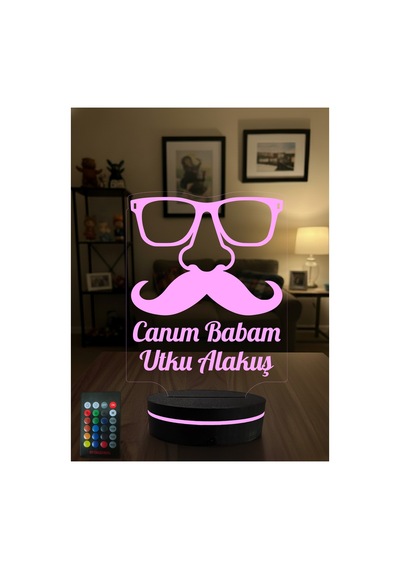 Kişiye Özel İsimli Canım Babam 3d Led Gece Lambası - 16 Renk Kumandalı Babaya Doğum Günü