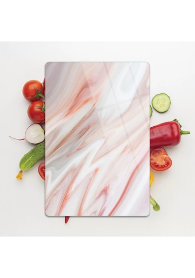 Decovetro Cam Kesme Tahtası Ve Sunumluk Kırmızı Mermer Desenli 25 X 35 Cm Çok Renkli