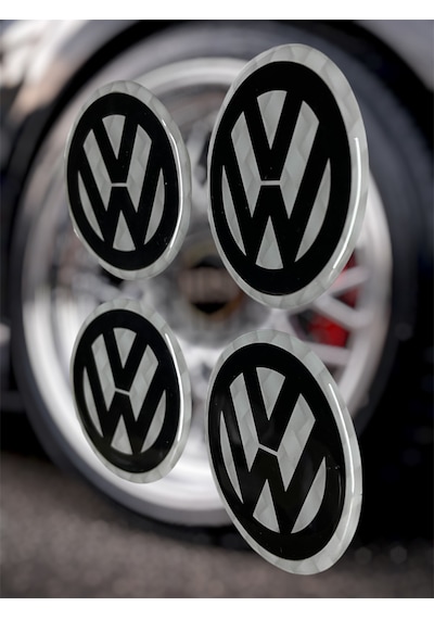 Volkswagen Jant Göbeği Damla Etiket 4 Lü Oto Universal Jant Göbeği 3d Jant Arması Damla Sticker Seti2 Çok Renkli