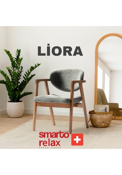 Smarto Relax Liora 2'li Yemek Masası Sandalye Seti - Ahşap Ayaklı, Yeşil Kumaş Gri & Kahverengi