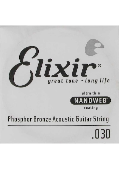 Elixir 14130 Nanoweb Phosphor Bronze Tek Akustik Gitar Teli 30