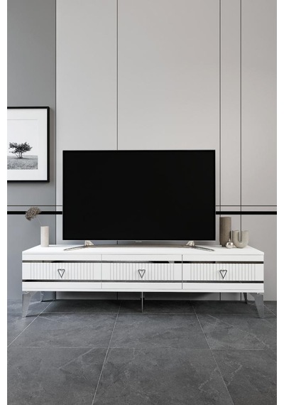 150 CM KORDON MDF MEBRAN KAPAK BEYAZ GÜMÜŞ
