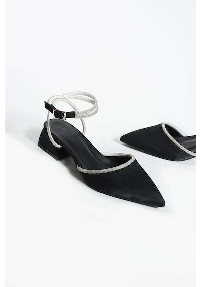 Duxal Shoes Bilekten Bağlamalı Topuklu Ayakkabı- Babet Emily Siyah