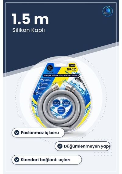 Duş Hortumu Yumuşak Silikon 1.5 M Paslanmaz Banyo Tesisatı Esnek