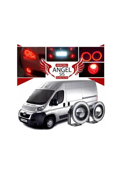 Peugeot Boxer Uyumlu, Universal Mercekli Led Sis Farı, 76mm Kırmızı Renk