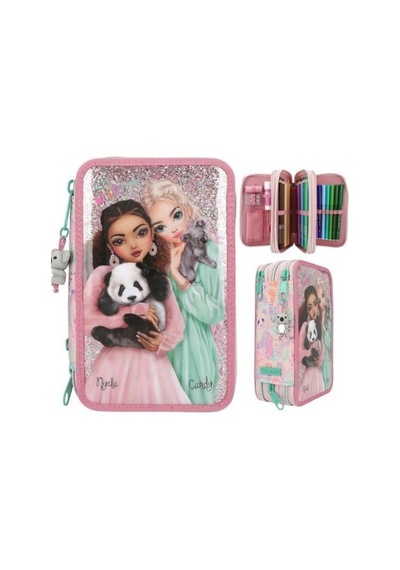 3 Katlı Pembe Panda Ve Koala Kalem Kutu Renkli