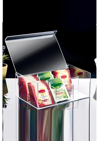 Tr Ezmk Ev Gereçleri Box Up Plastik 6 Bölmeli Poşet Çay Saklama Kutusu, Poşet Çay Kutusu, Bitki Çay Kutusu, Şeff Diğer