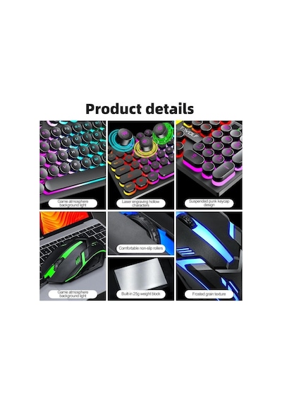 Valkyrie T-Wolf TF270 Rainbow İngilizce RGB Mekanik Hisli Gaming Klavye Mouse Seti