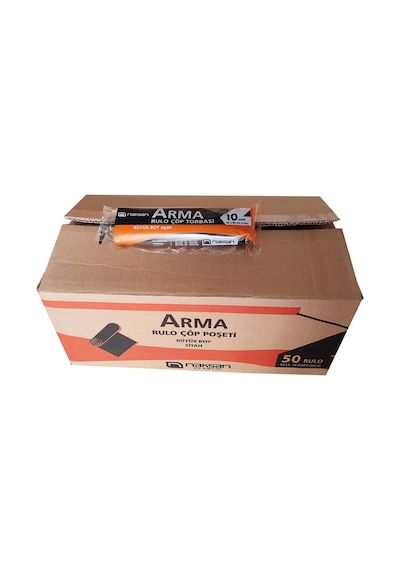Arma Standart Büyük Boy 50 Litre Çöp Torbası Poşeti / 65 x 80 CM - Siyah - 10 Adetlik 50 Rulo / Koli