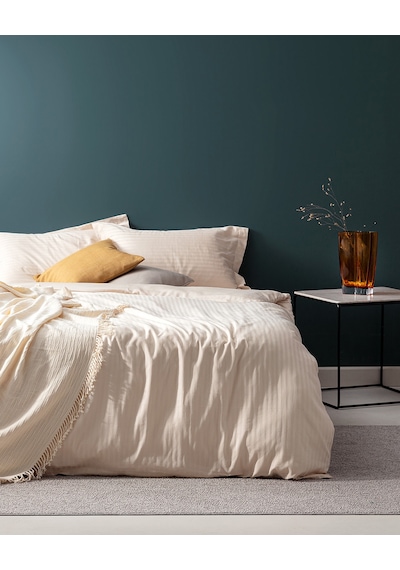 Madame Coco Elicia King Size %100 Pamuk Çizgili Saten Nevresim Takımı - Gold 8684427187241 Sarı