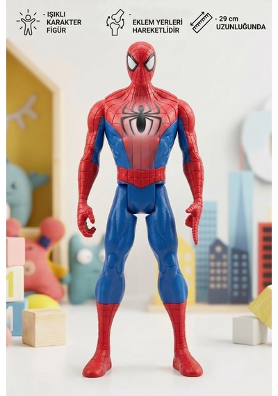 Örümcek Adam Klasik Kostümlü Işıklı Ve Sesli Hareketli Eklemli Figür - 29 Cm Boy