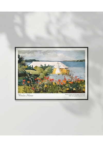 Çerçevesiz Poster Winslow Homer Çiçek Bahçesi Ve Bungalov