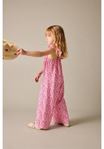 Poala Kids Pembe Çiçekli Tulum