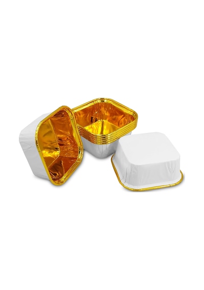 Kafem Muffin Kek Kapsülü Kare Beyaz-altın 25li X 5 Paket - K38 Beyaz