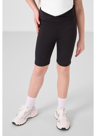 Tommylife Siyah V Yaka Kemer Detaylı Standart Fit Performans Kız Çocuk Tayt Takım - 75187 Siyah