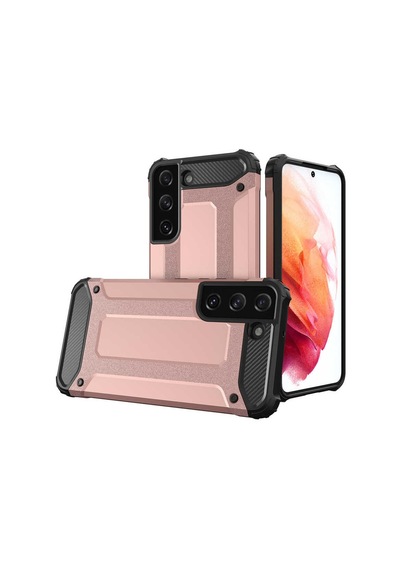 Noktaks - Samsung Galaxy Uyumlu S22 - Kılıf Çift Katman Zırh Tank Crash Military Kapak - Rose Gold