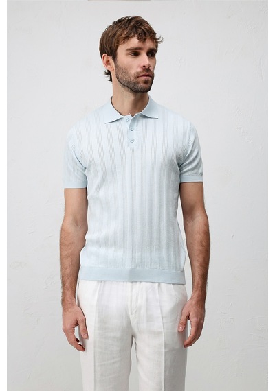 Antioch Dokulu Triko Erkek Polo T-shirt Bebe Mavisi